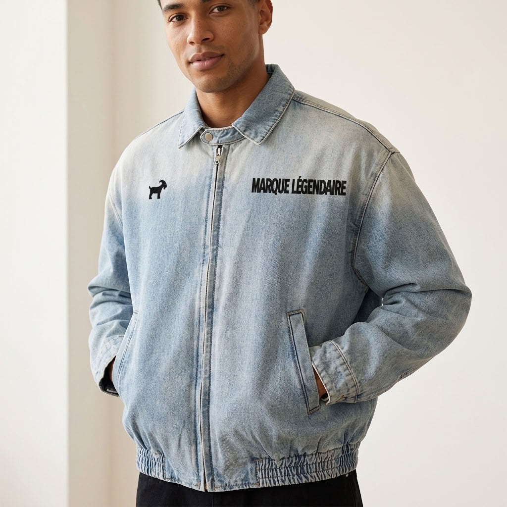 Marque Légendaire Vintage Wash Denim Jacket | 320GSM — Apparel & Accessories > Clothing > Outerwear Detail View 3 | Legendary Branding