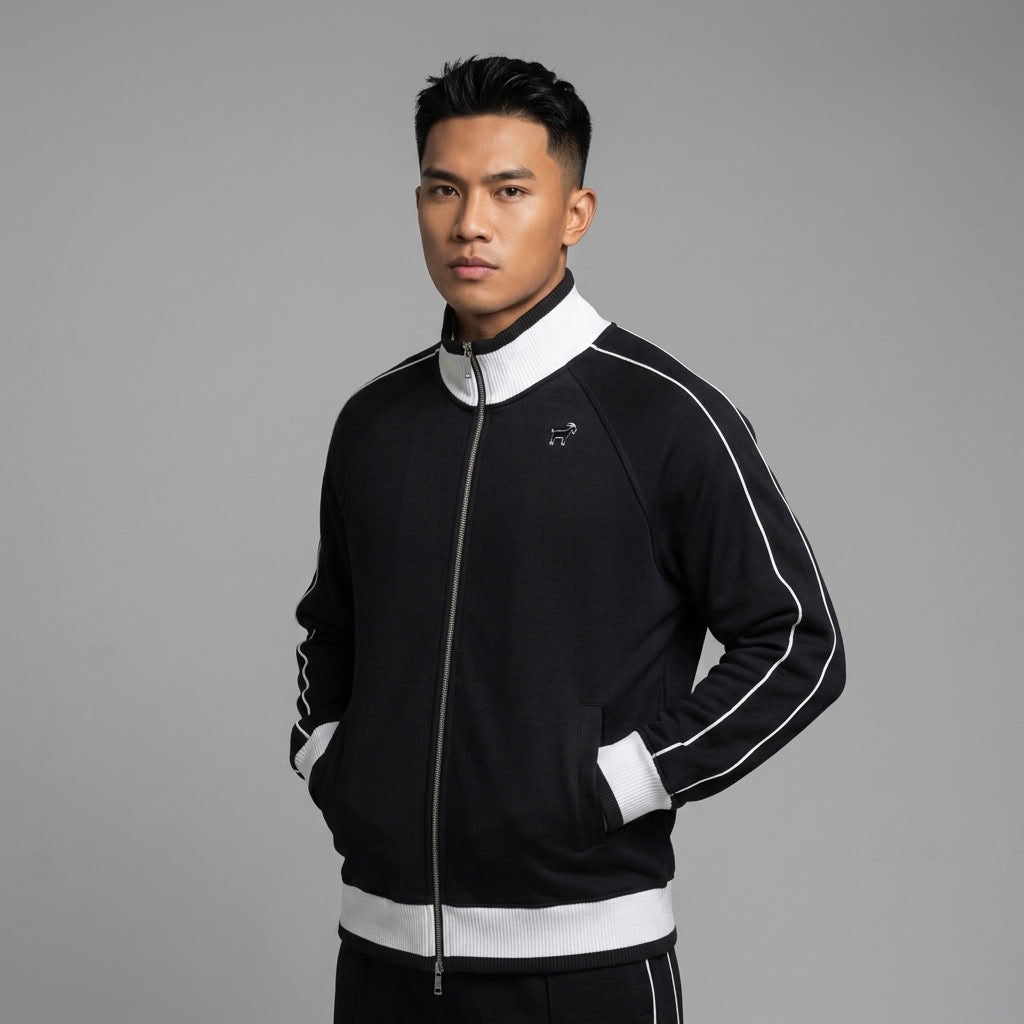 Marque Légendaire Color Block Raglan Sleeve Track Jacket | 380GSM — Apparel & Accessories > Clothing > Outerwear Detail View 7 | Legendary Branding