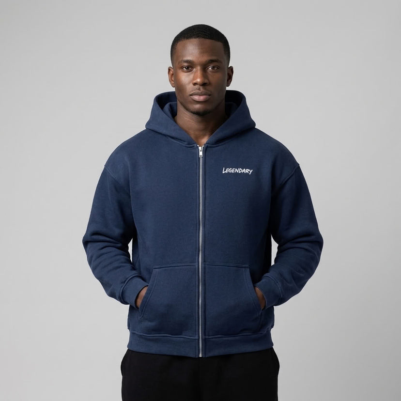 Legendary Branding Fleece Zip-Up | 380GSM — Apparel & Accessories > Clothing > Activewear > Hoodies Detail View 10 | Legendary Branding