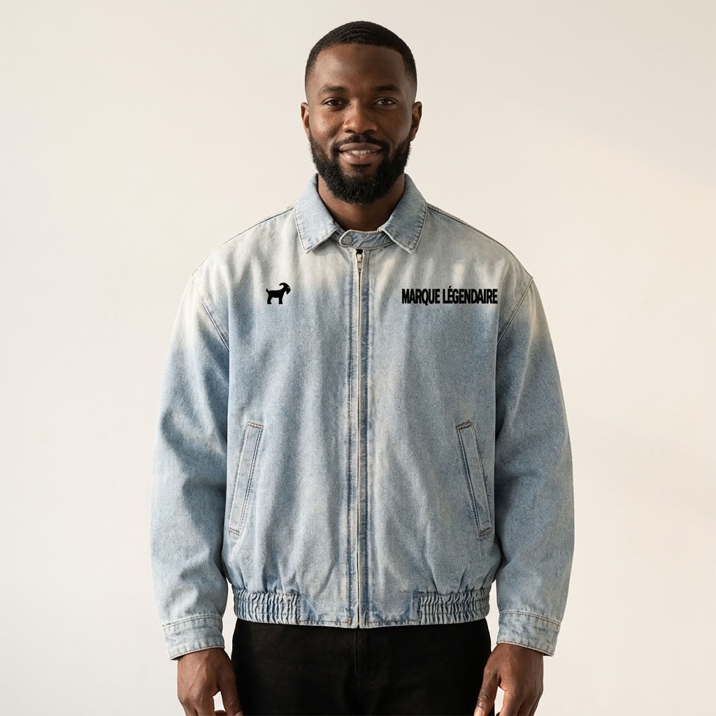 Marque Légendaire Vintage Wash Denim Jacket | 320GSM — Apparel & Accessories > Clothing > Outerwear Detail View 2 | Legendary Branding