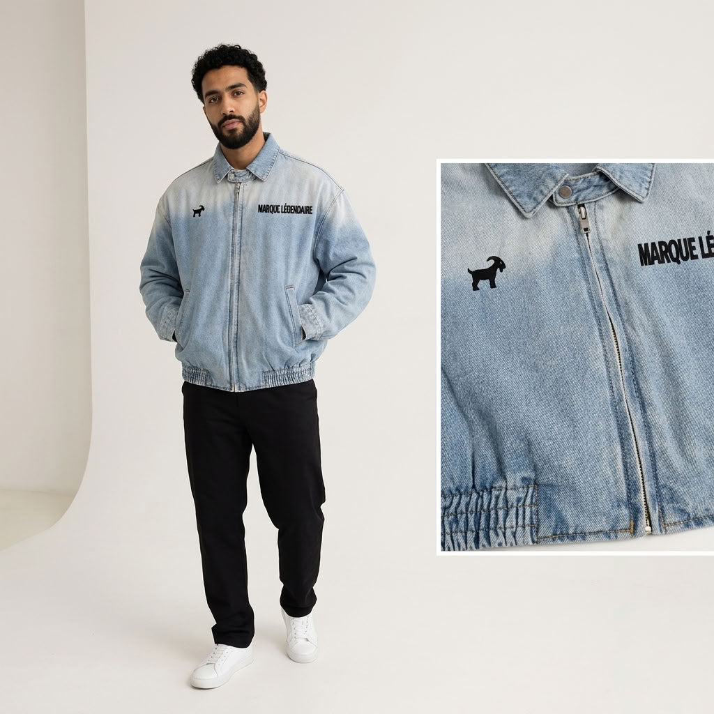 Marque Légendaire Vintage Wash Denim Jacket | 320GSM — Apparel & Accessories > Clothing > Outerwear Detail View 4 | Legendary Branding