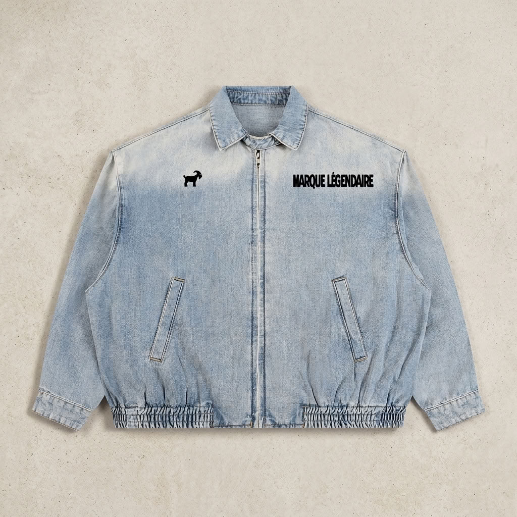 Marque Légendaire Vintage Wash Denim Jacket | 320GSM — Apparel & Accessories > Clothing > Outerwear | Legendary Branding
